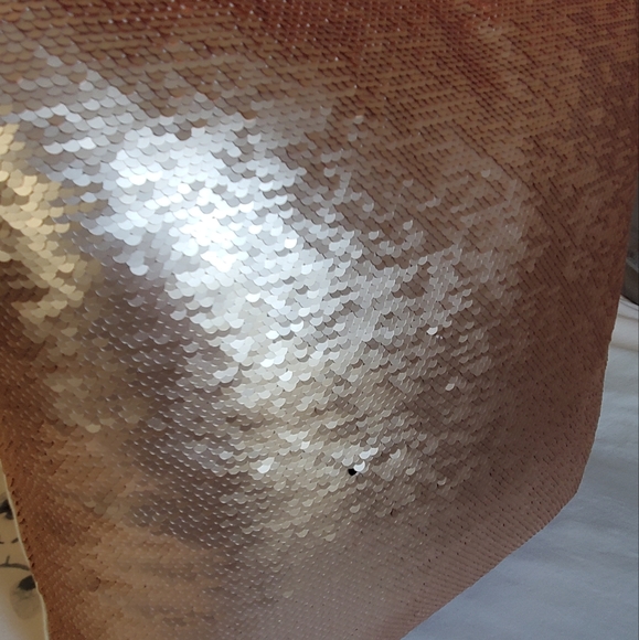 Two Indigo Accent Pillow Covers Rose Gold Sequins - Picture 3 of 8